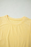 Yellow Cream Solid Color Washed Sleeveless Top Split Skort Cotton 2pcs Outfit