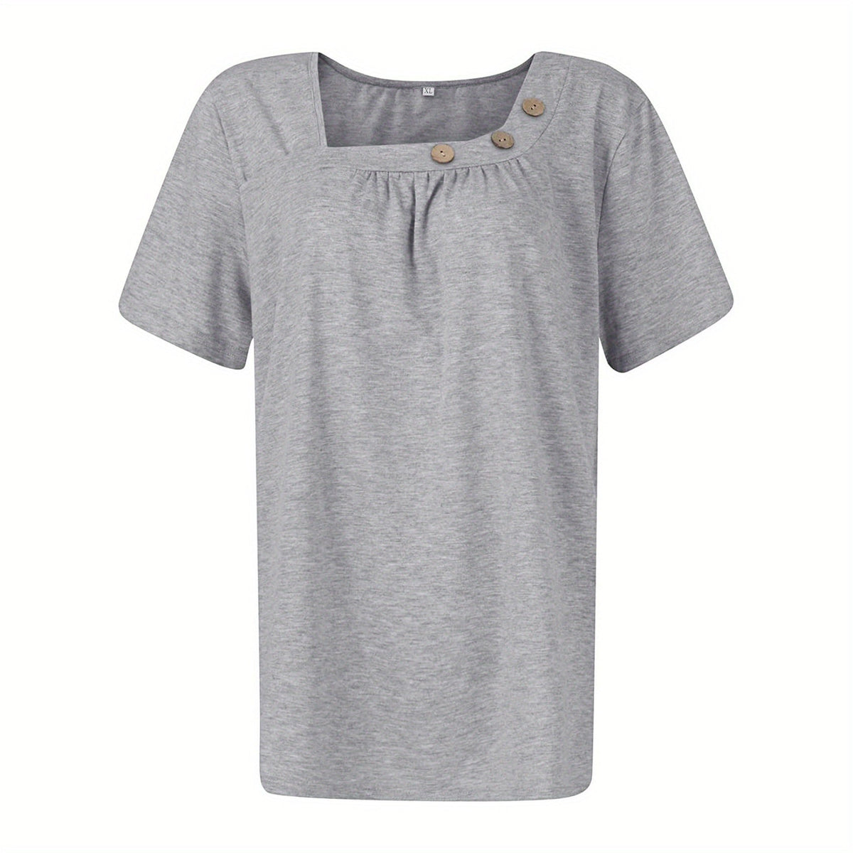 Ruched Solid Blouse, Casual Asymmetrical Short Sleeve Blouse
