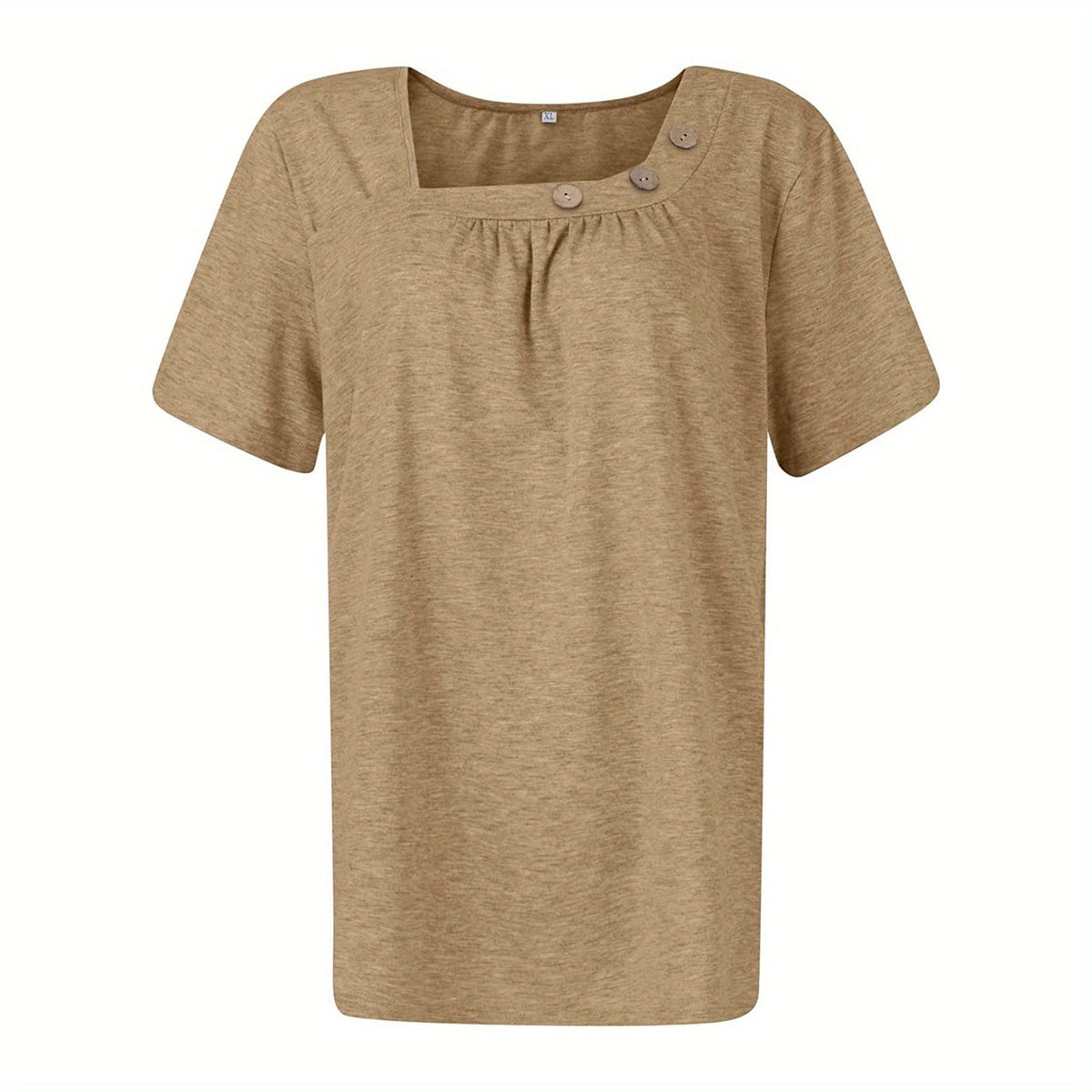 Ruched Solid Blouse, Casual Asymmetrical Short Sleeve Blouse