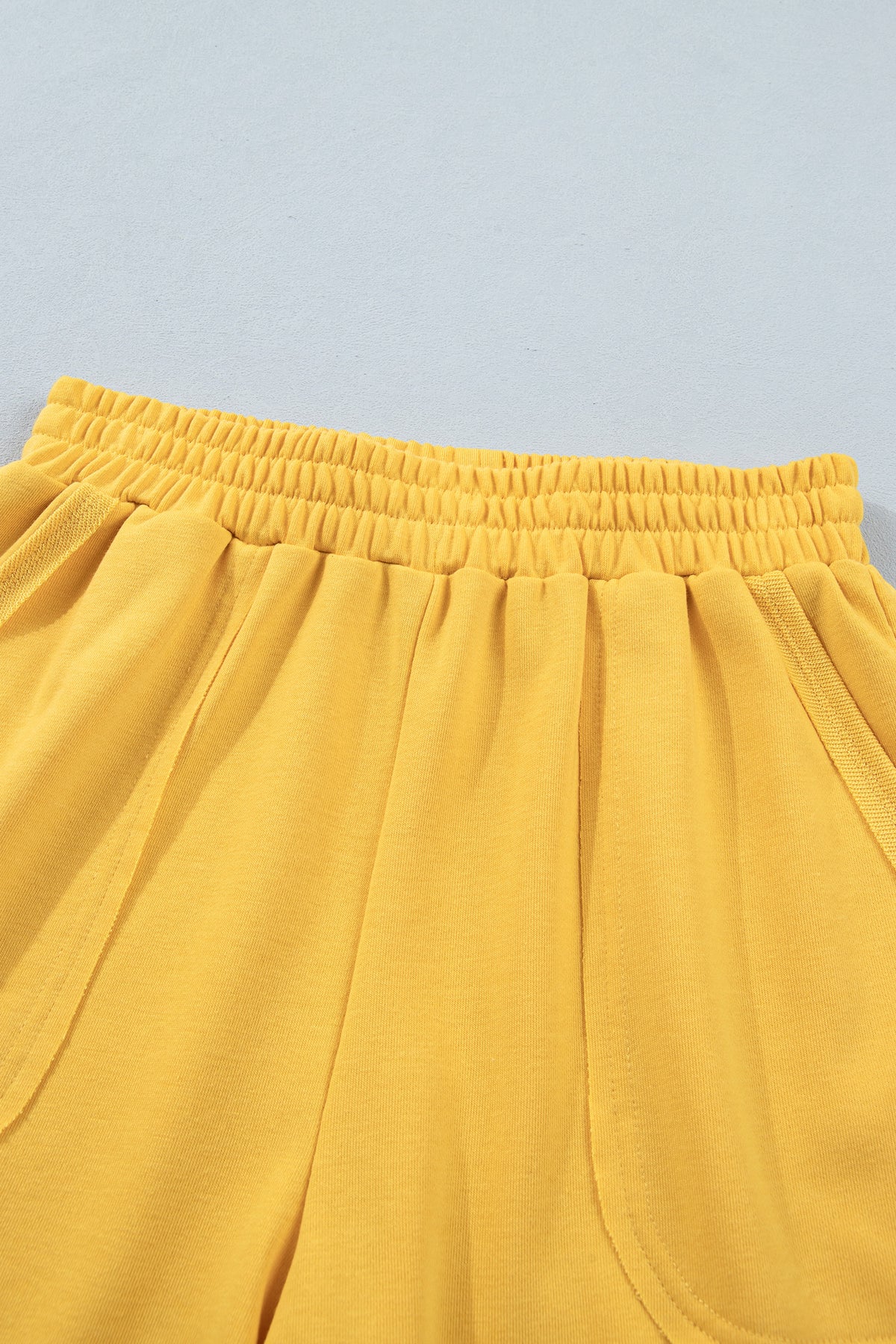 Banana Cream Loose Polo Tee Elastic Waist 2pcs Short Set