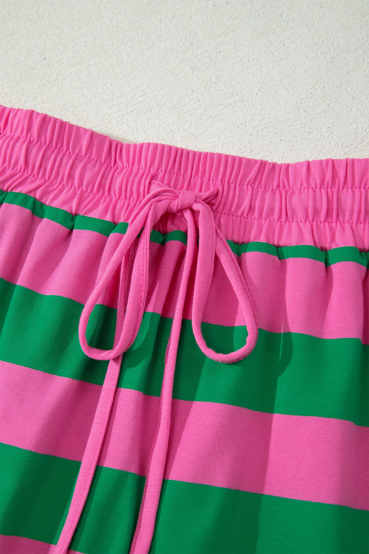 Rose Stripe Dolman Tee Drawstring Skort Athletic 2pcs Set