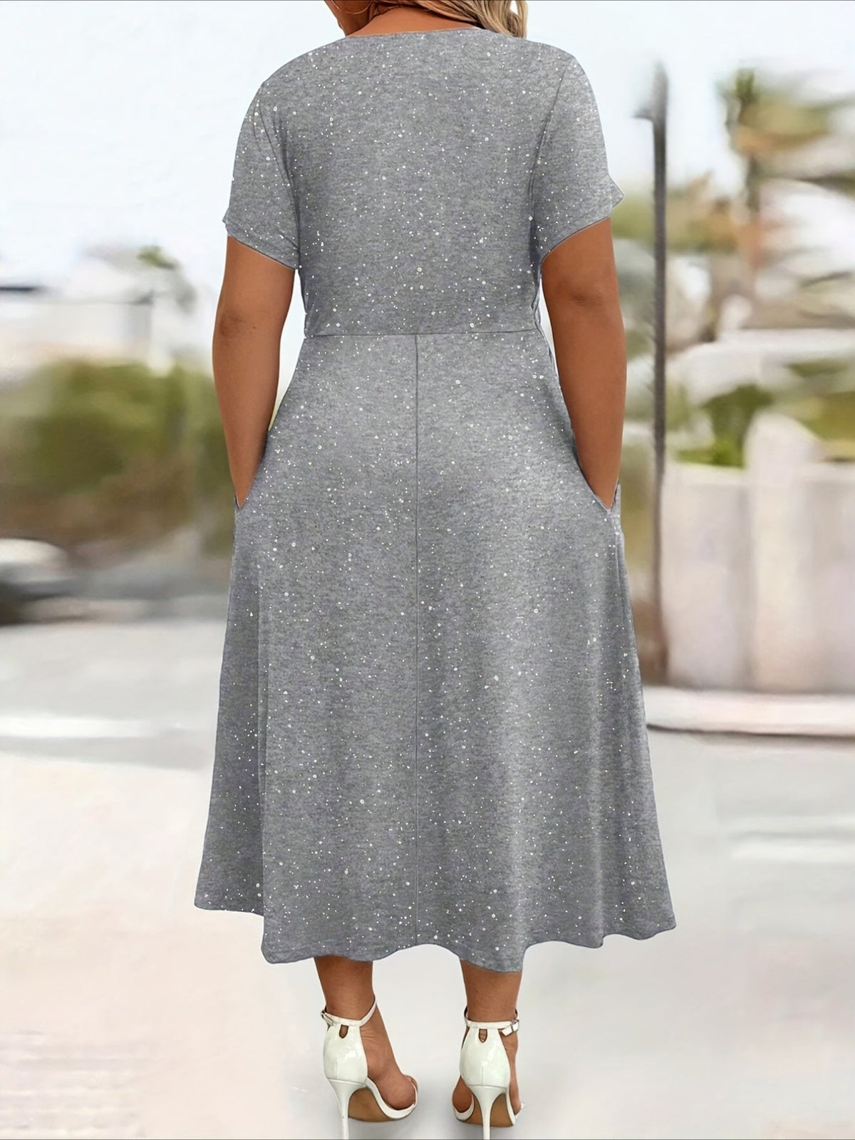 Elegant V-Neck Flattering Fit with Pocket Dress