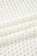 White Scalloped Trim Hollow Out Knit Long Sleeve Top