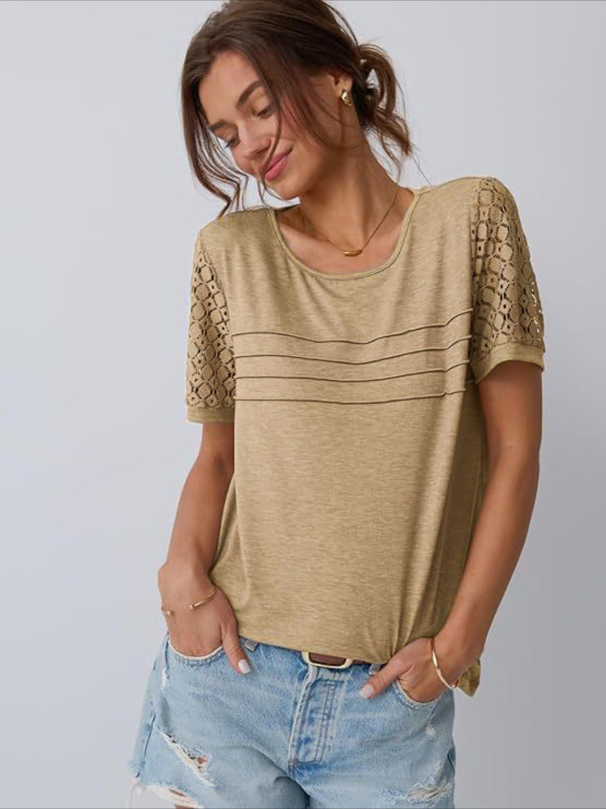 Skeleton Short Sleeve Shirts Lace Tops