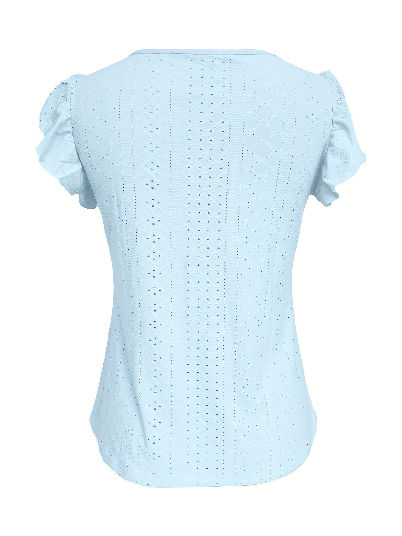 Elegant V-Neck Short Sleeve T-Shirt With Decorative Buttons
