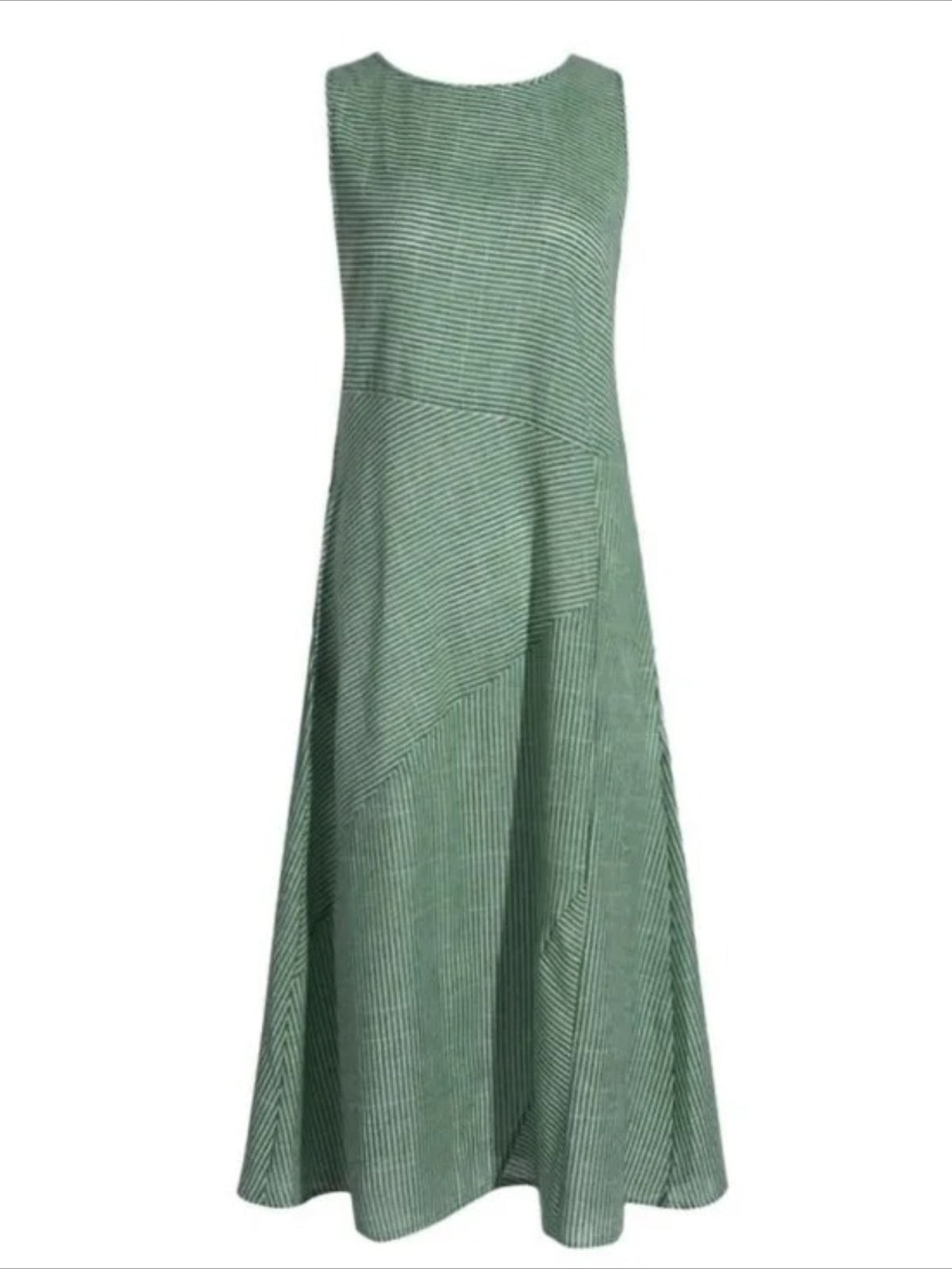 Striped Crew Neck Sleeveless Tank A-Line Dress