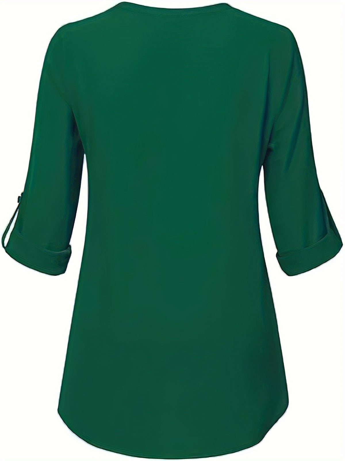 Solid Simple Blouse, Casual V Neck Long Sleeve Blouse