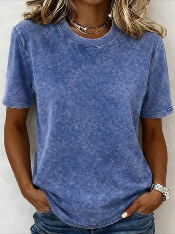 Solid Color Crew Neck Short Sleeve Daily Going Out Casual T-Shirt
