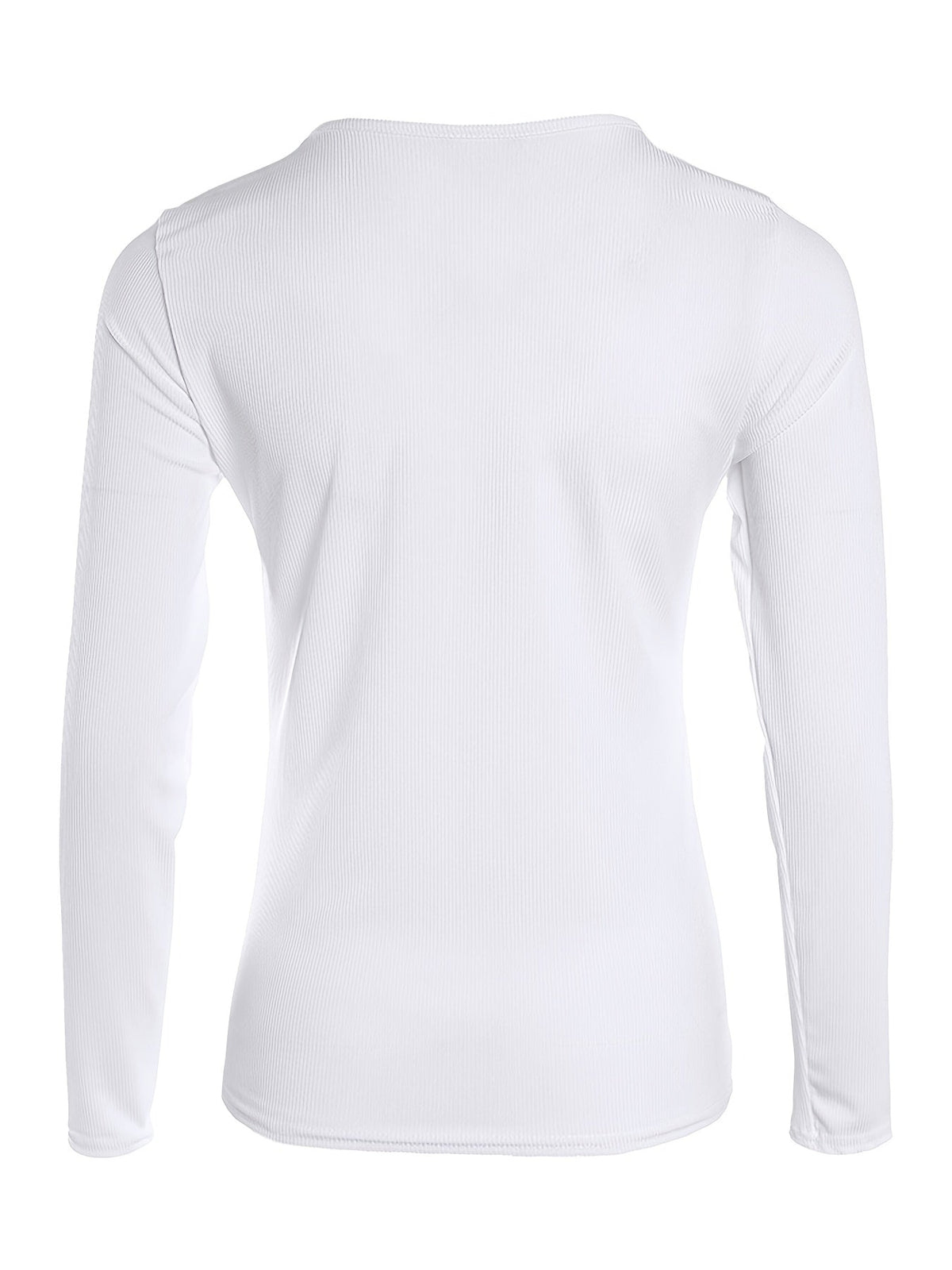 Ribbed Zip Up Slim Top, Casual Button Long Sleeve V-neck T-shirt