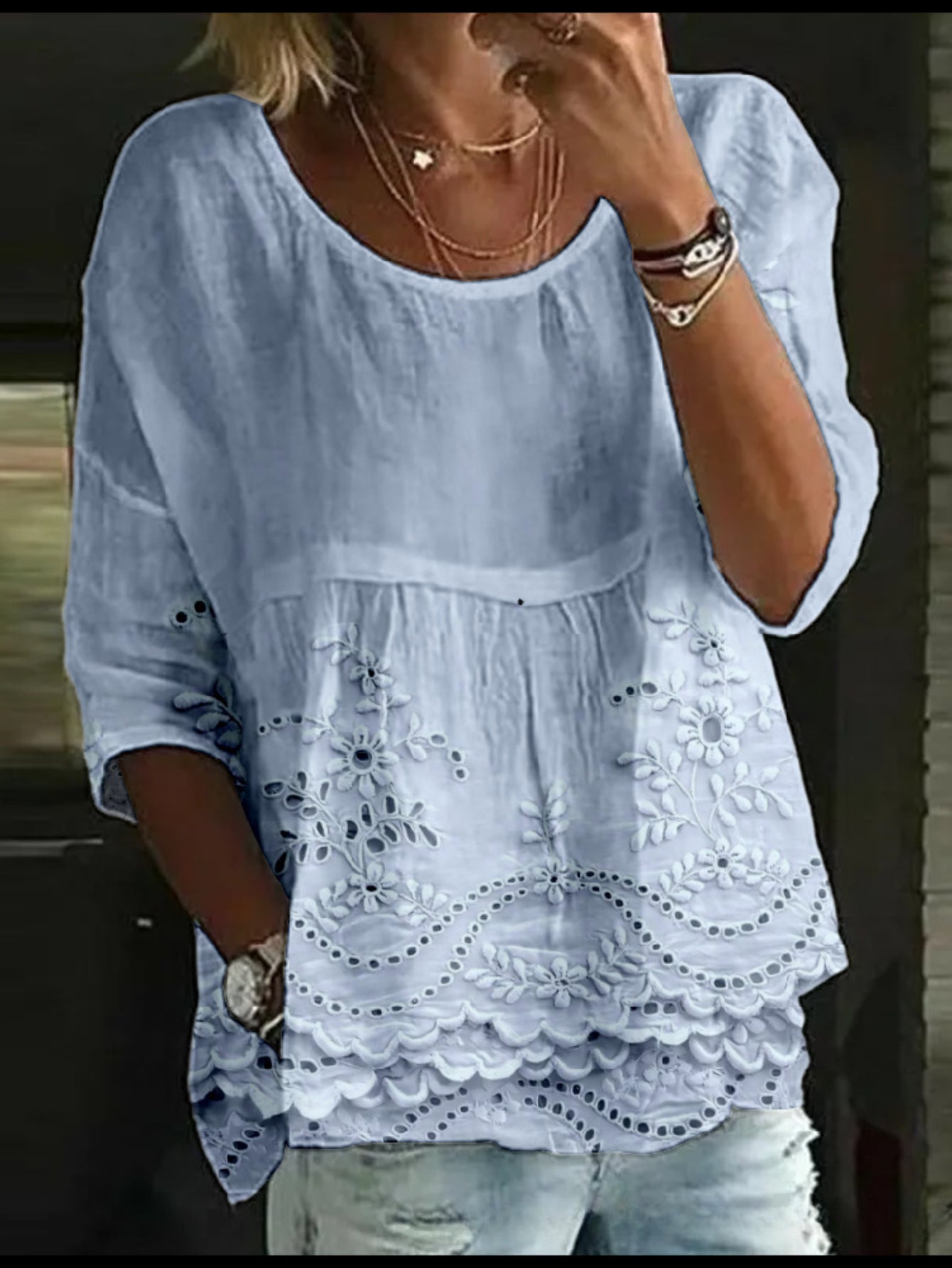 Floral Half Sleeve Shirt Summer Printing Crew Neck Daily Casual Top