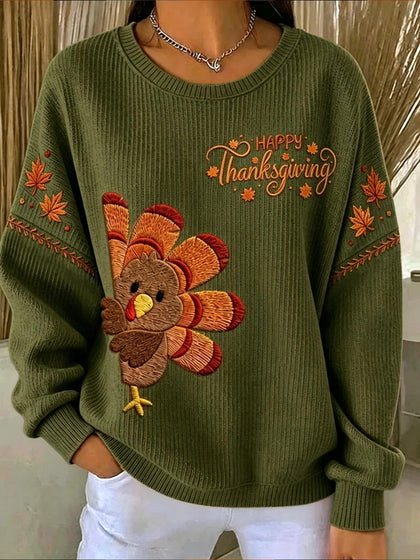 Crew Neck Maple Leaf Long Sleeve Sweater Hoodie
