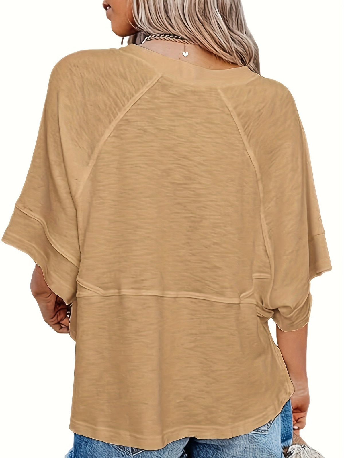 Solid Crew Neck Loose Basic T-shirt, Casual Half Sleeve T-Shirt