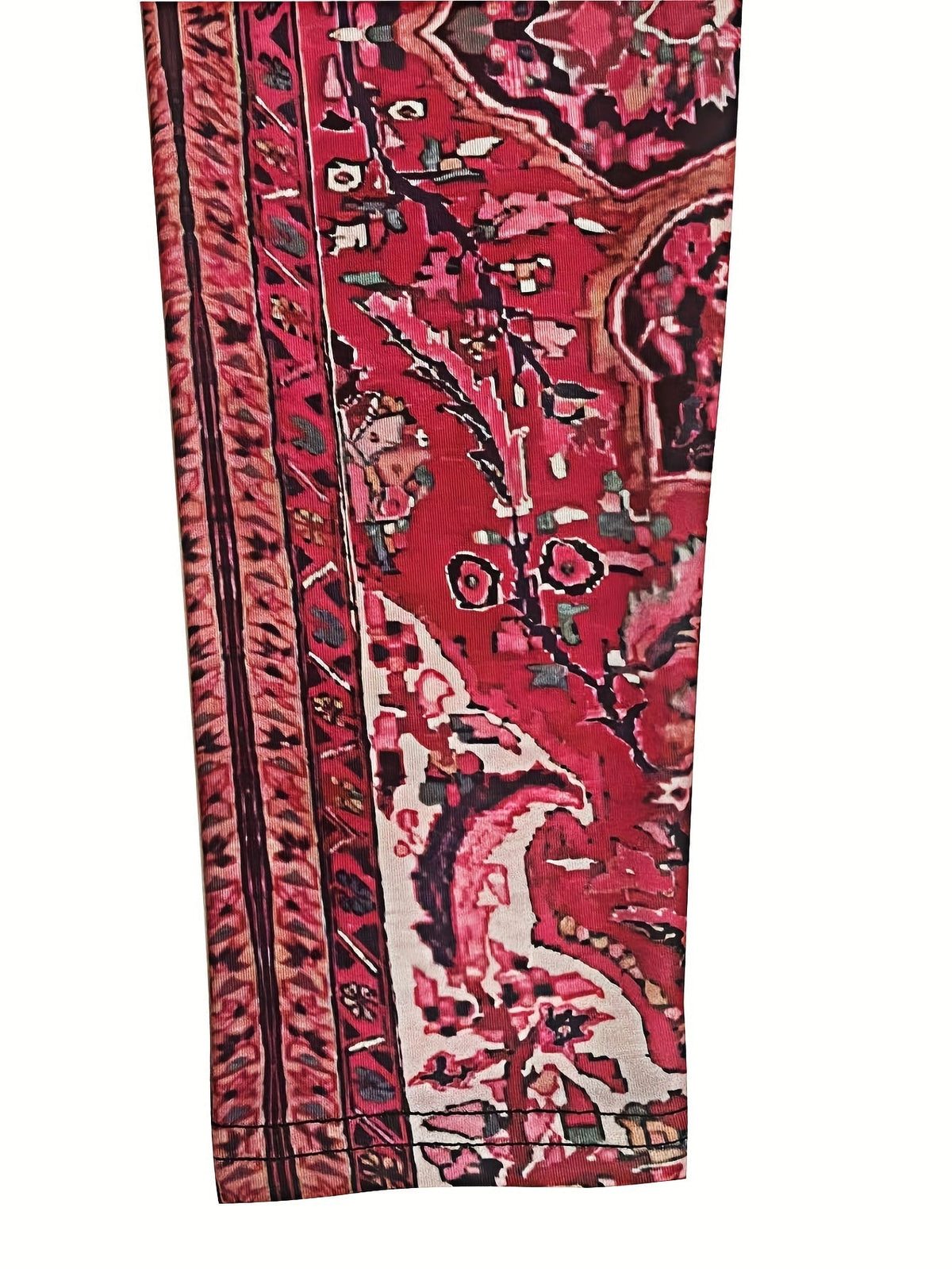 Ethnic Floral Print High Neck Tunics, Boho Long Sleeve Tunic Tops