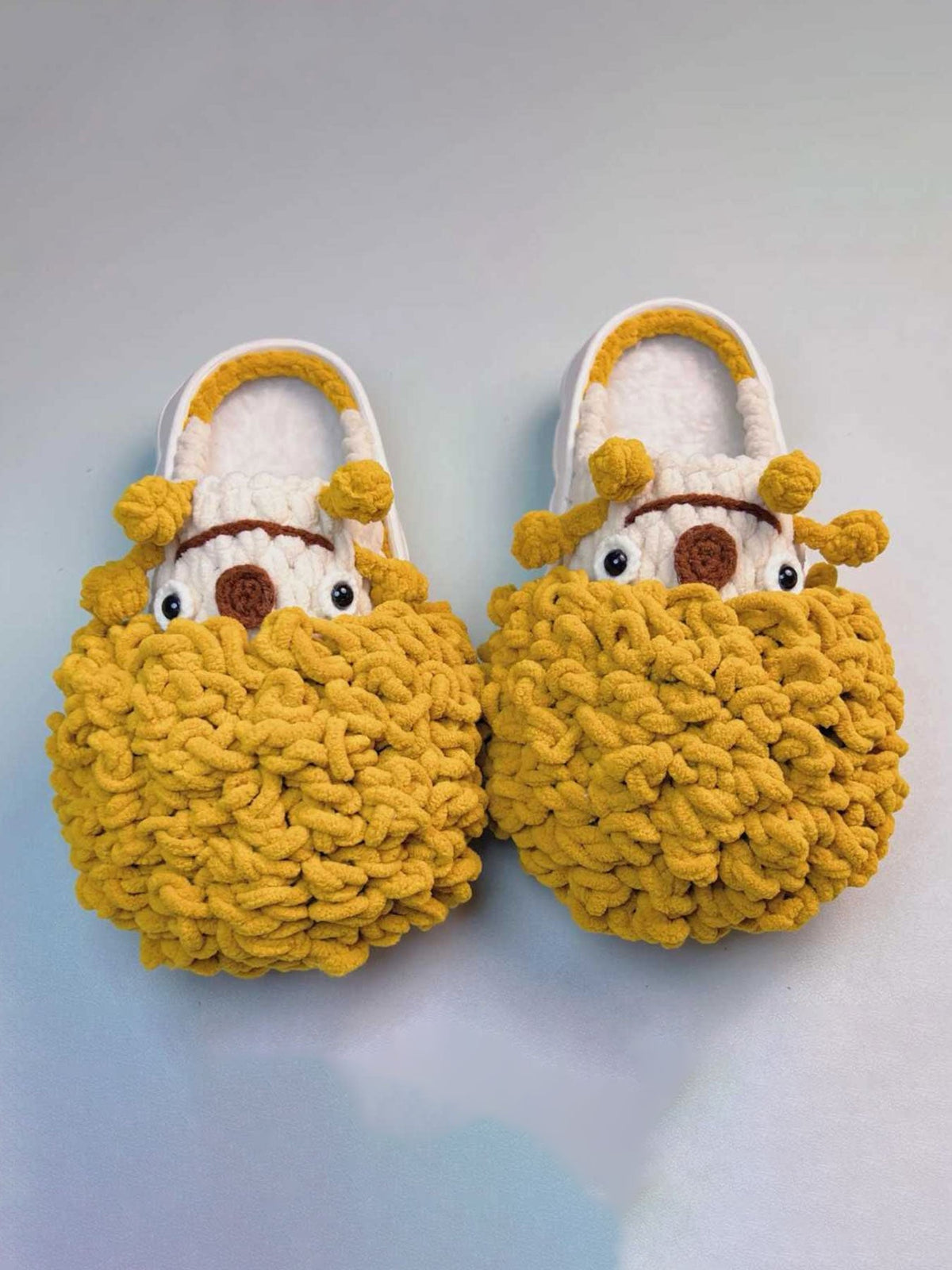 100% Handcrafted Crochet Ugly-cute Warm Slippers for Fall & Winter
