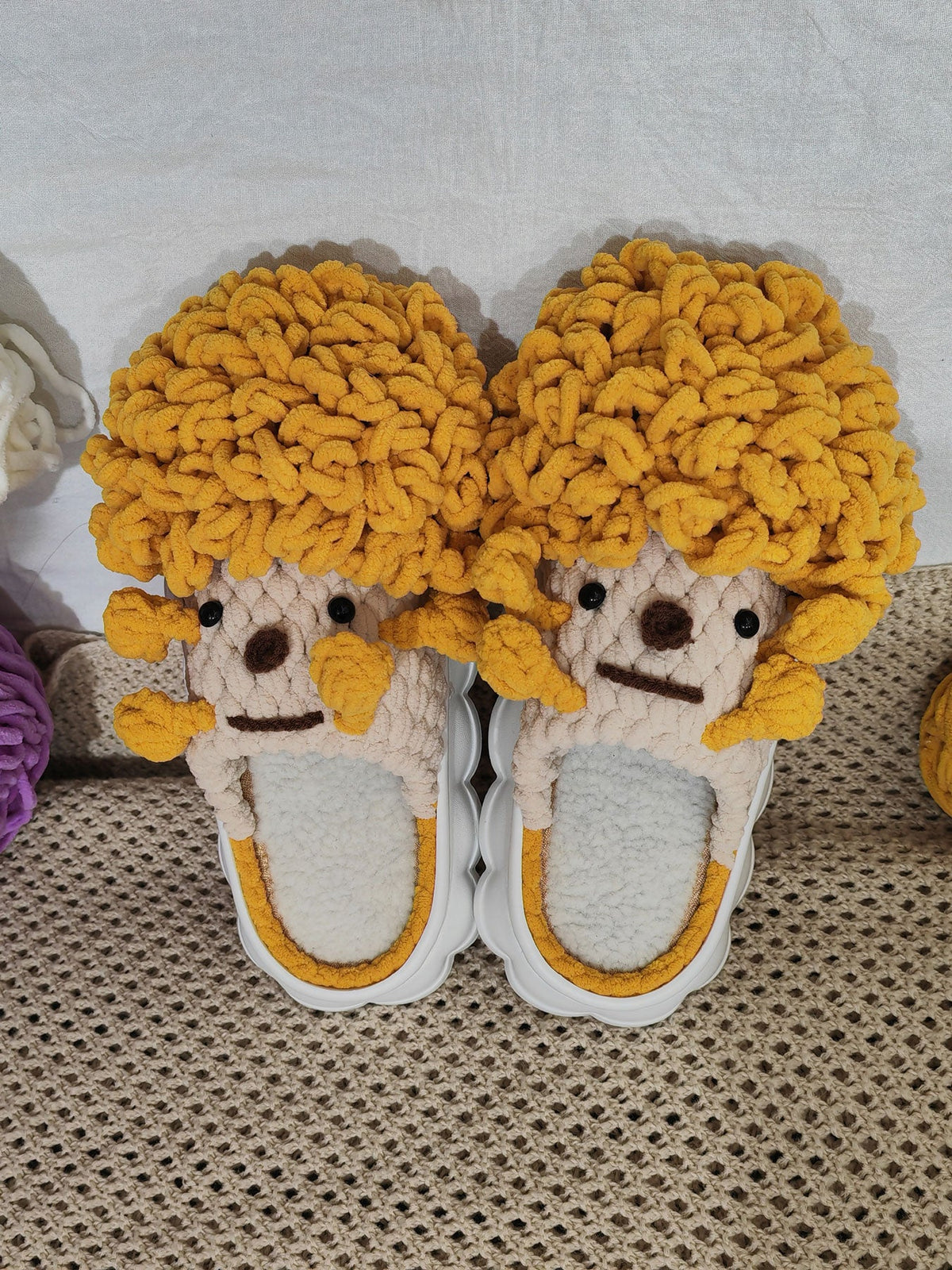 100% Handcrafted Crochet Ugly-cute Warm Slippers for Fall & Winter