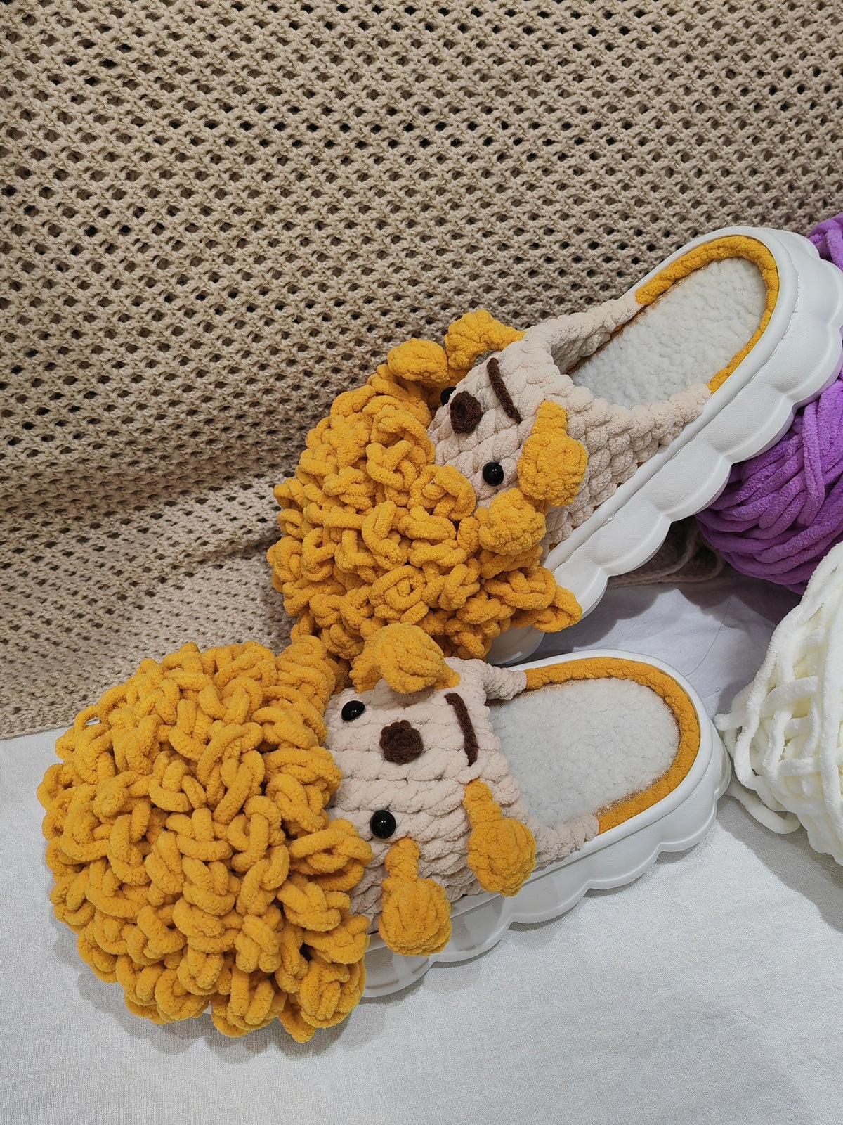 100% Handcrafted Crochet Ugly-cute Warm Slippers for Fall & Winter