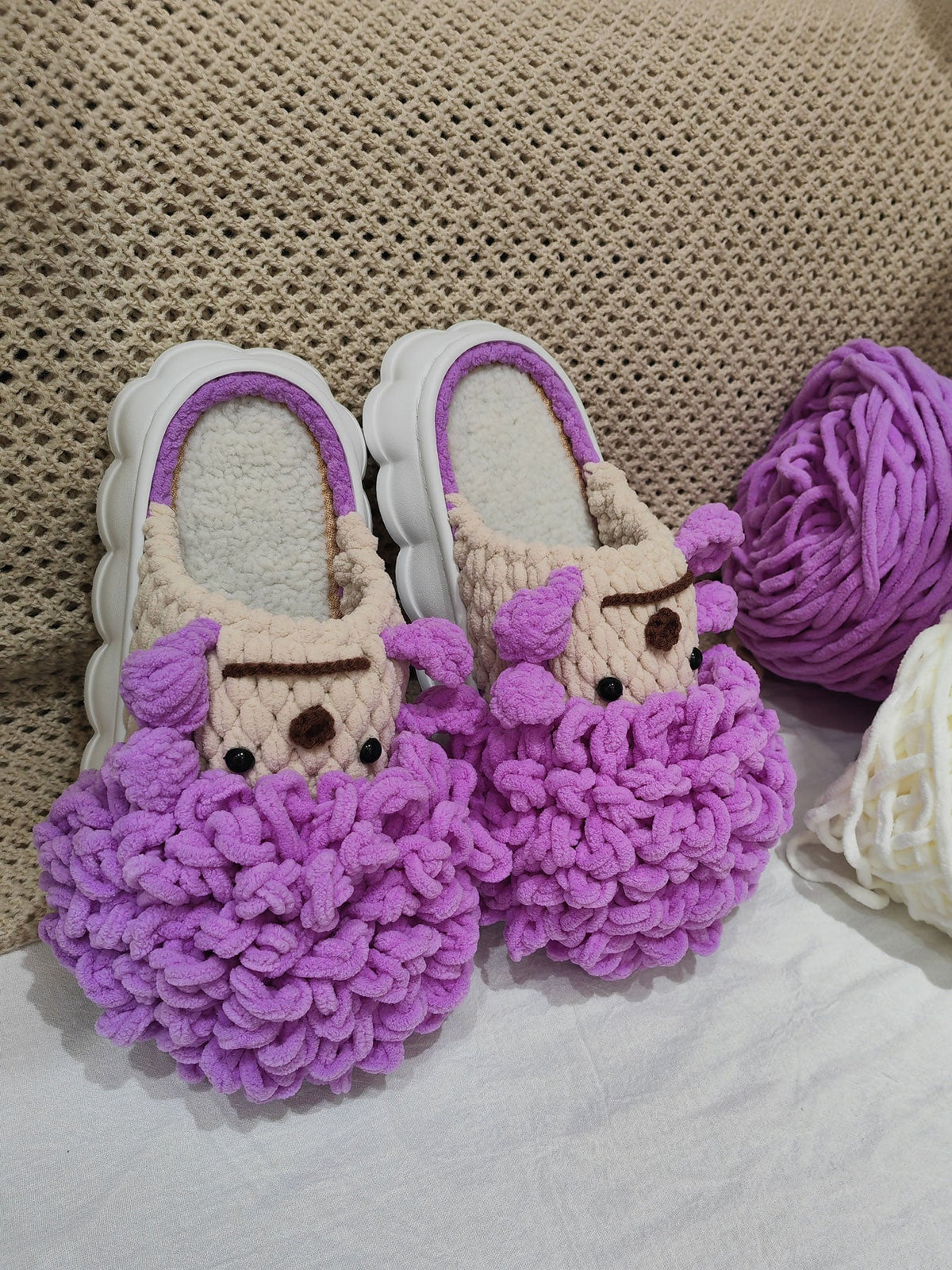 100% Handcrafted Crochet Ugly-cute Warm Slippers for Fall & Winter