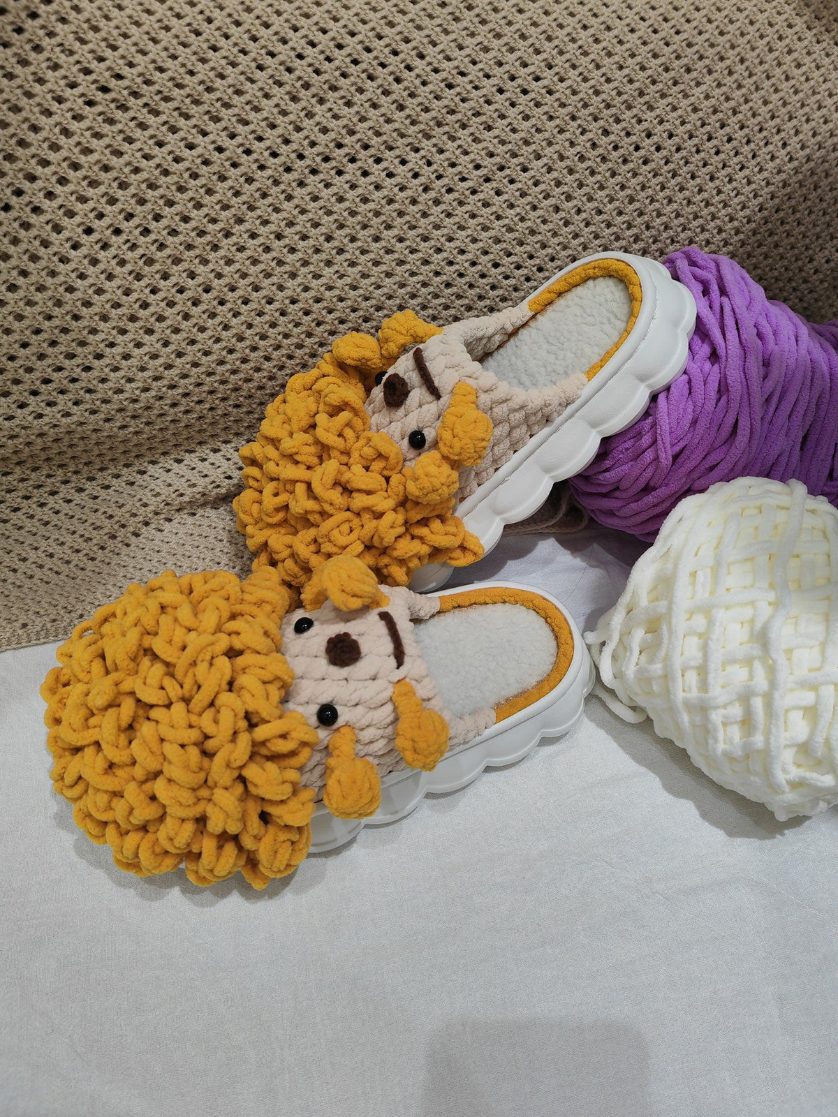 100% Handcrafted Crochet Ugly-cute Warm Slippers for Fall & Winter