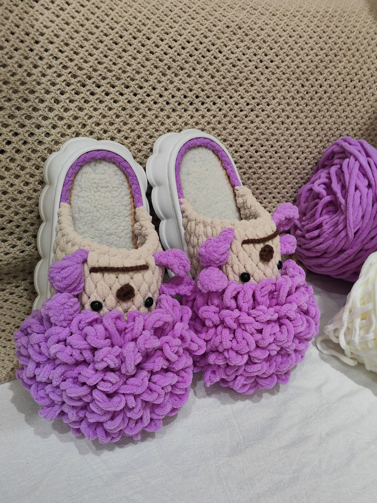100% Handcrafted Crochet Ugly-cute Warm Slippers for Fall & Winter