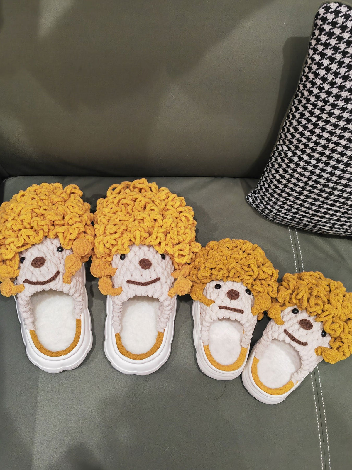 100% Handcrafted Crochet Ugly-cute Warm Slippers for Fall & Winter