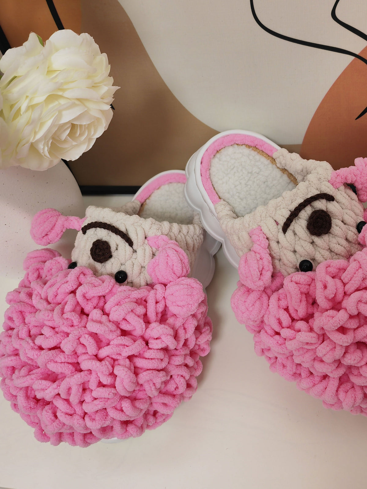 100% Handcrafted Crochet Ugly-cute Warm Slippers for Fall & Winter