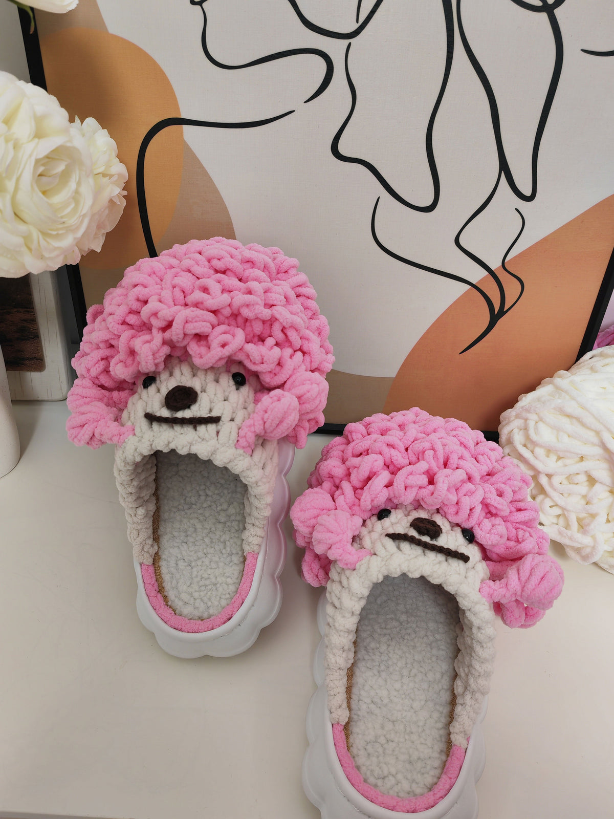 100% Handcrafted Crochet Ugly-cute Warm Slippers for Fall & Winter