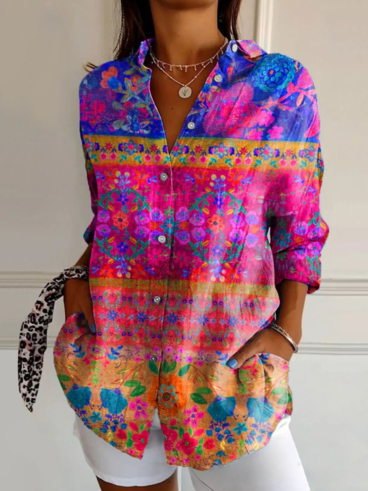 Casual Shirt Long Sleeve Floral Regular Loose Top