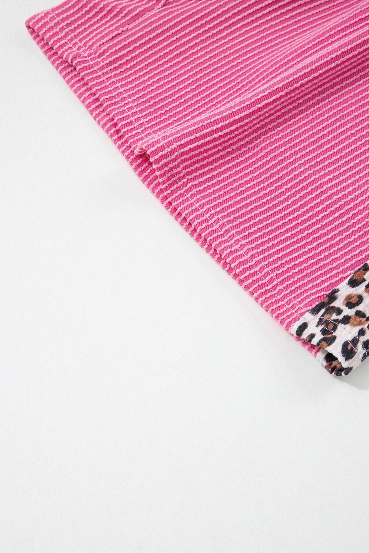 Sachet Pink Leopard Trim Twist Ribbed Short Set