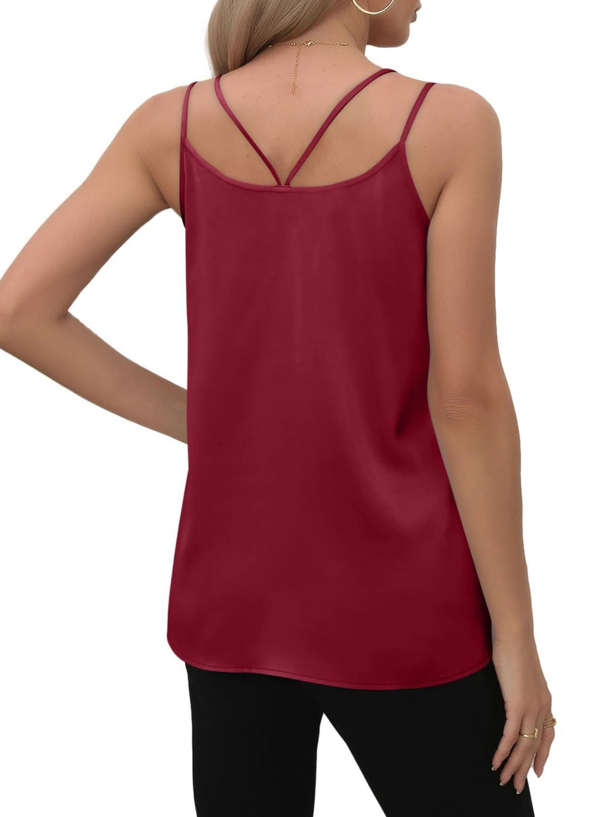 Women's Casual V-Neck Solid Sleeveless Fashion Summer Loose Halter Top