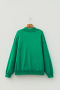 Bright Green Oversize Drop Shoulder Reversible Mock Neck Sweatshirt