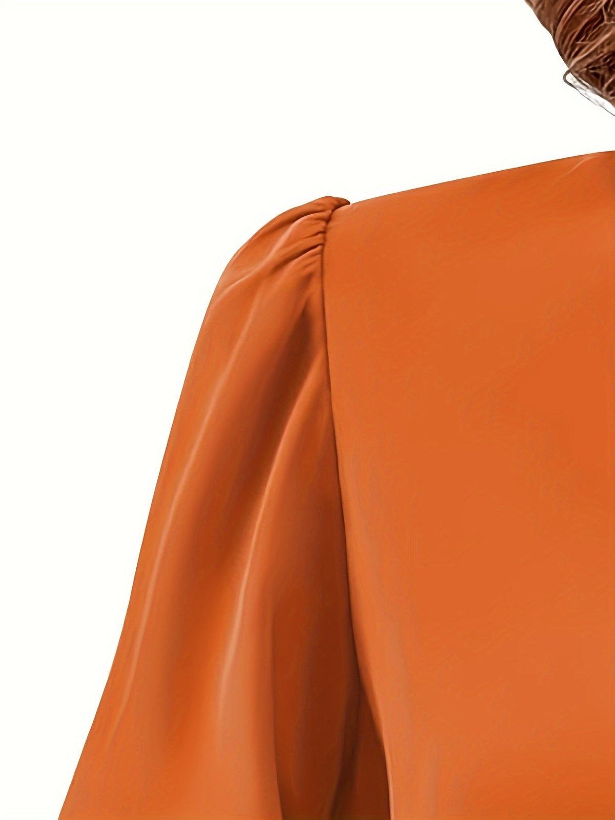 Solid V Neck Simple Blouse, Elegant Long Sleeve Ruched Blouse