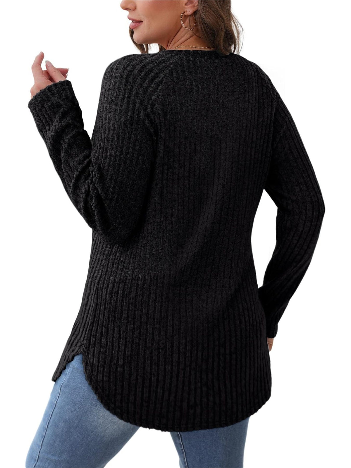 Soft Round Neck Pullover Long Sleeve Sweater