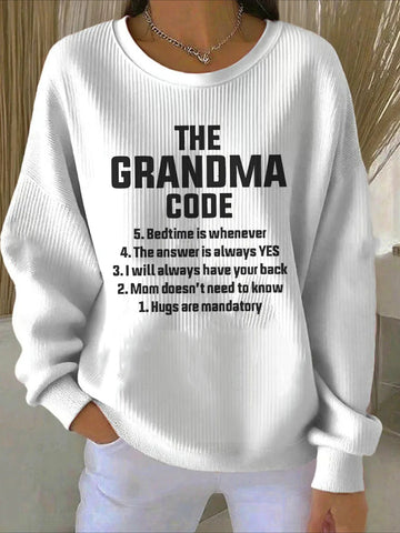 Text Printing Crew Neck Floral Long Sleeve Sweater Hoodie