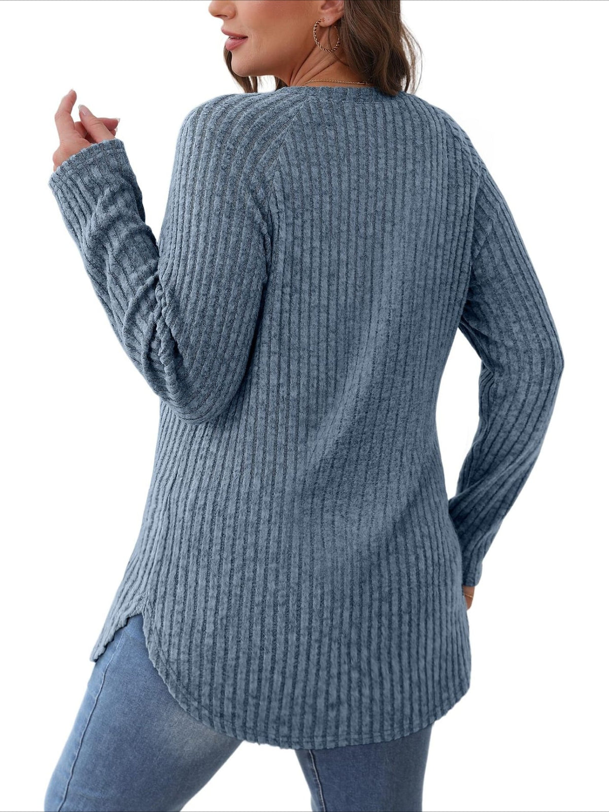 Soft Round Neck Pullover Long Sleeve Sweater