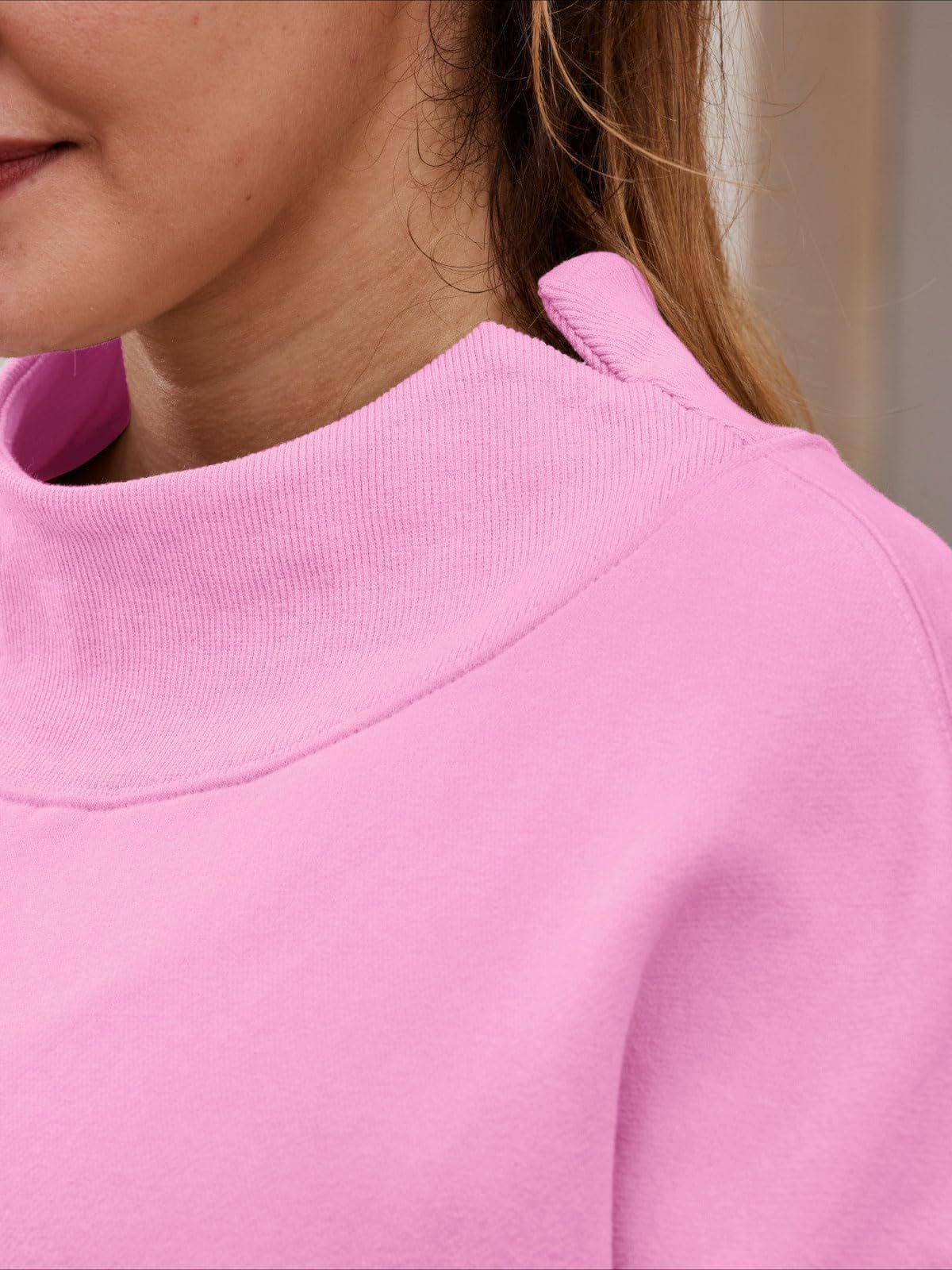 Oversized Mock Neck Drop Shoulder Sweatshirt