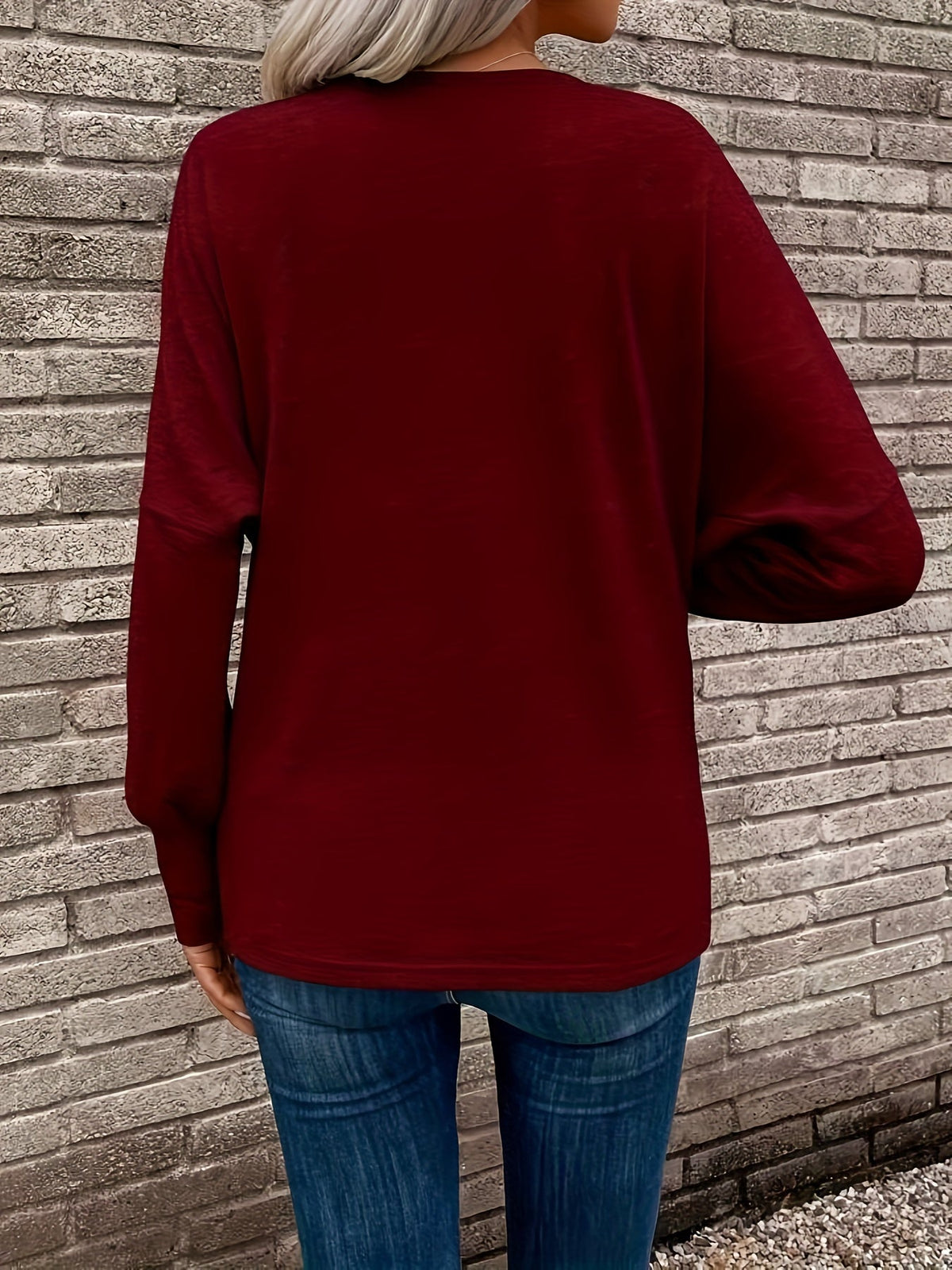 Solid Cowl Neck T-shirt, Casual Long Sleeve Top
