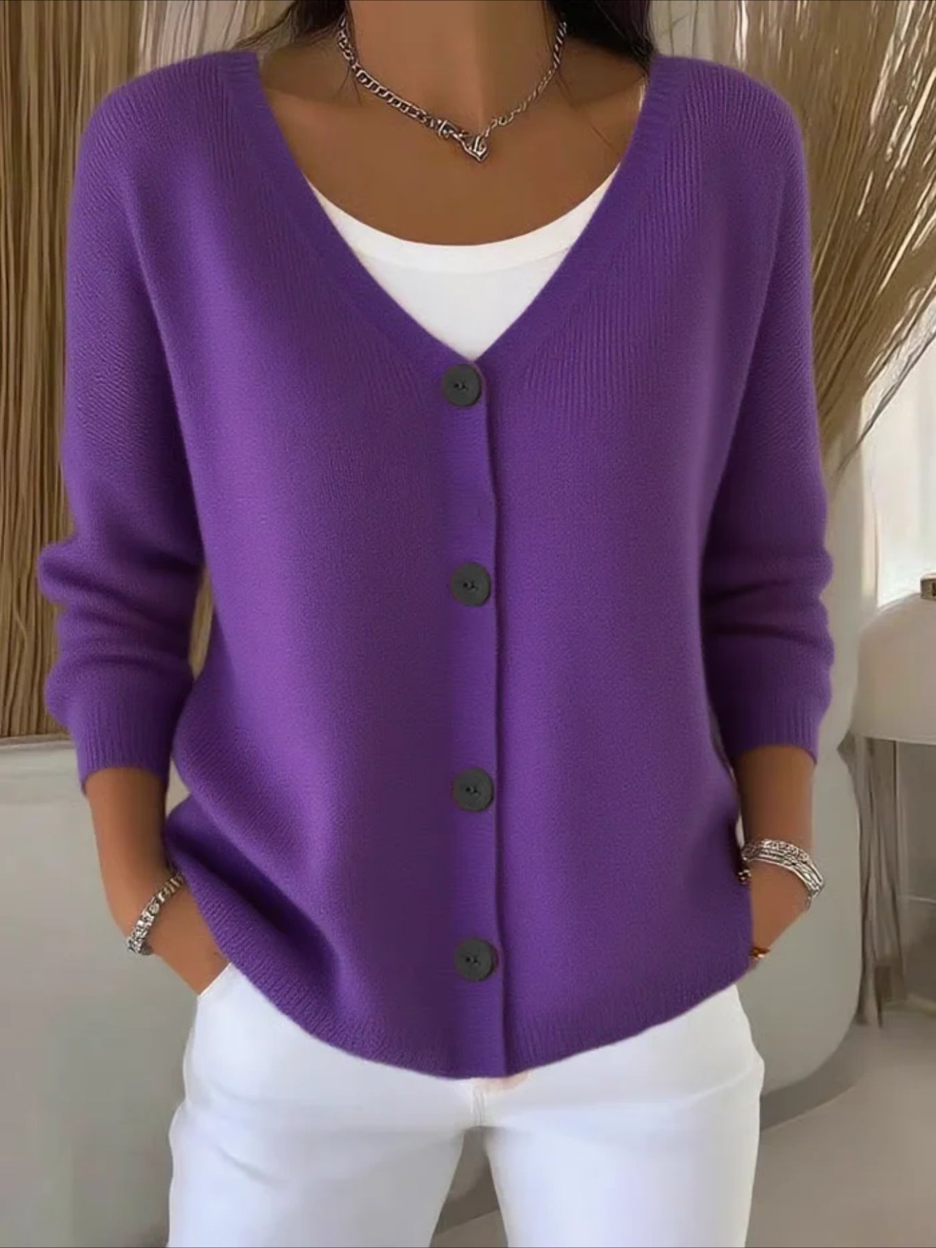 Plain Long Sleeve Comfy Casual Cardigan