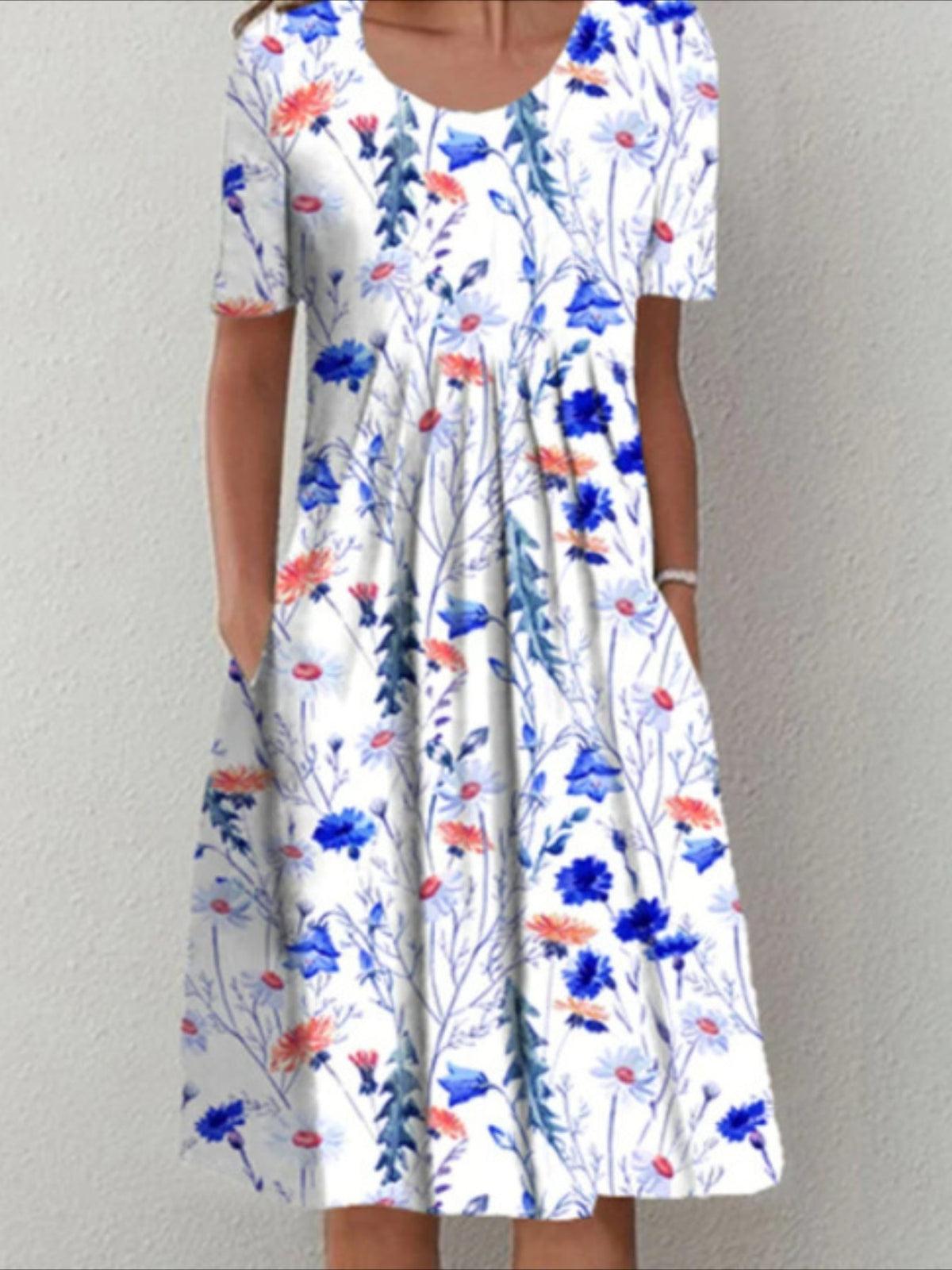 Casual Vacation Commute Floral Print Round Neck Short Sleeve Dress