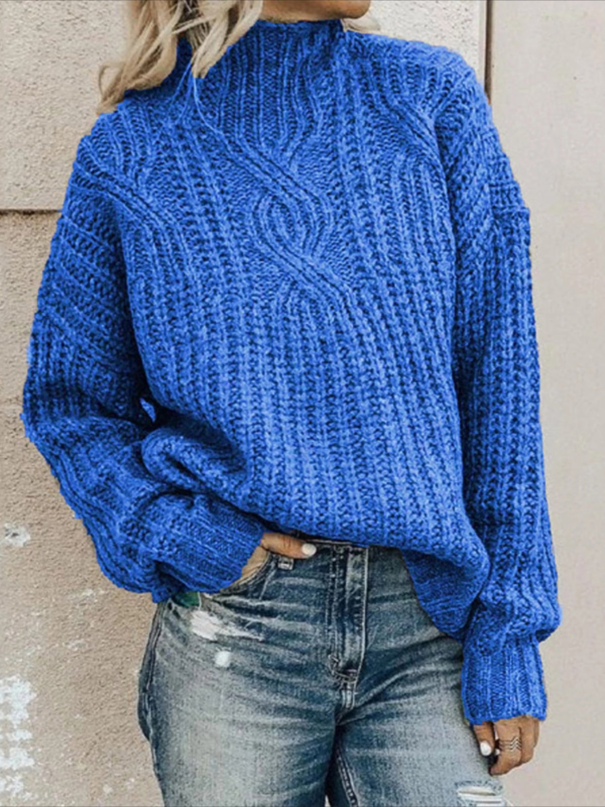 Plain Casual Balloon Sleeve Long Sleeve Sweater