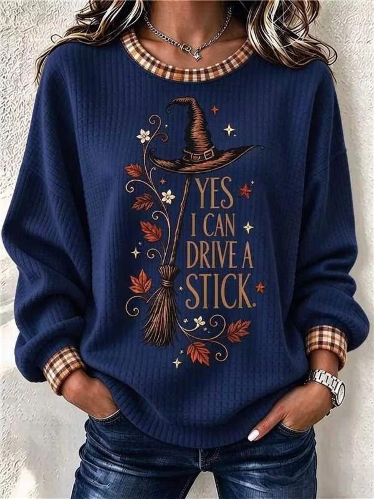 Magic Broom Casual Crew Neck Halloween Regular Fit Sweatshirt