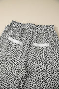 Gray Animal Print Wide Leg Terry Knit Pants