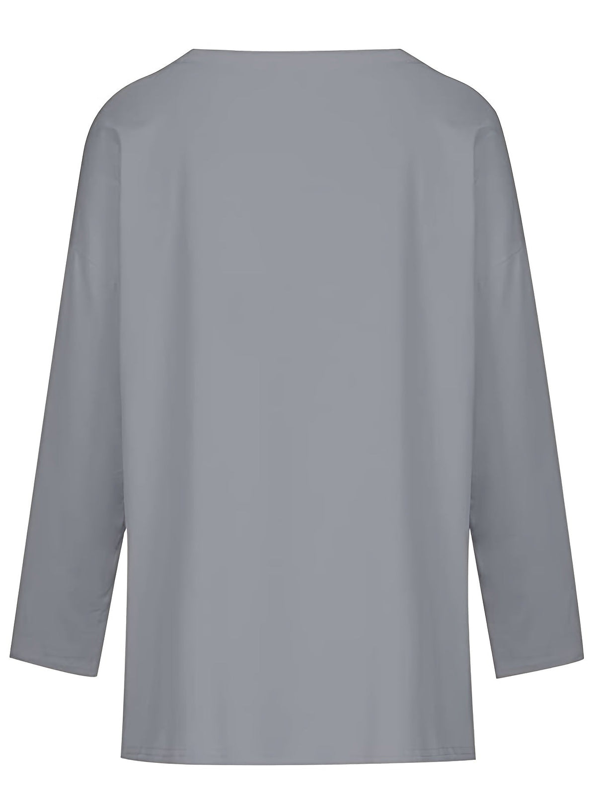 Women's Solid Color Oversized Tops, V-Neck Long Sleeve T-Shirts, Casual Loose Shirts