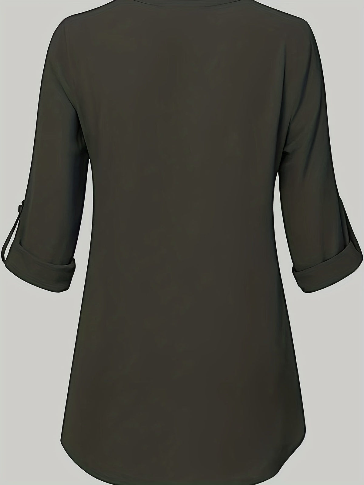 Solid Simple Blouse, Casual V Neck Long Sleeve Blouse