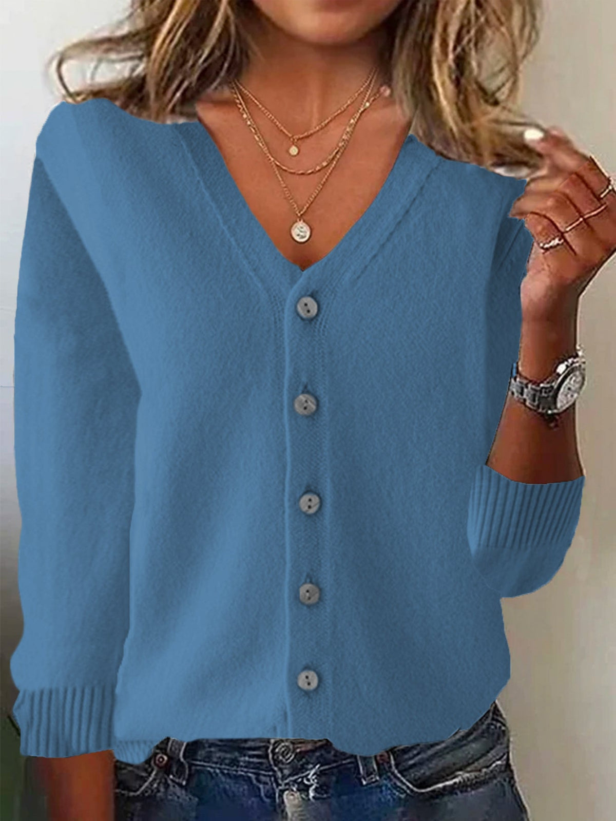 Casual Spring/Fall Plain Wool/Knitting Cardigan