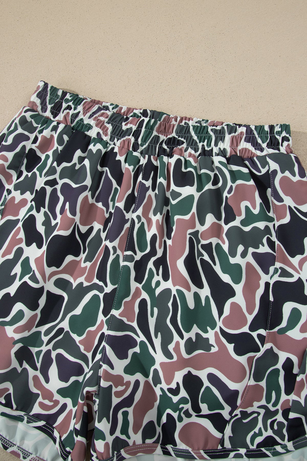 Multicolour Camouflage Print Athletic Lined Shorts