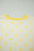 Yellow Color Block Patchwork Polka Dot Wide Leg Pant Set