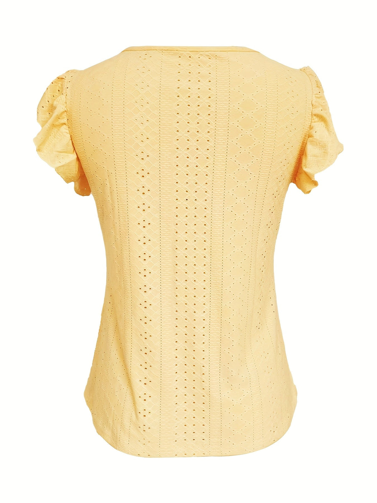 Elegant V-Neck Short Sleeve T-Shirt With Decorative Buttons