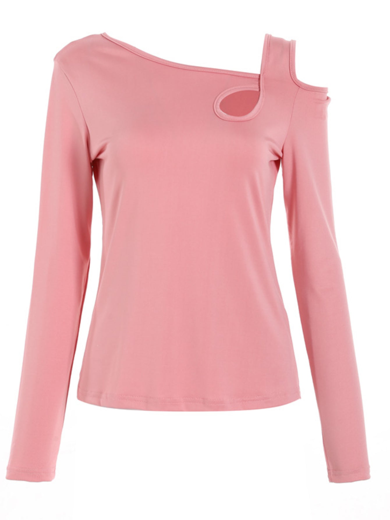 Chic Cold Shoulder Cut Out Asymmetrical Long Sleeve T-Shirt , Comfortable Casual Wear