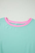 Moonlight Jade Colorblock Edge Drop Shoulder T Shirt and Skort 2Pcs Set