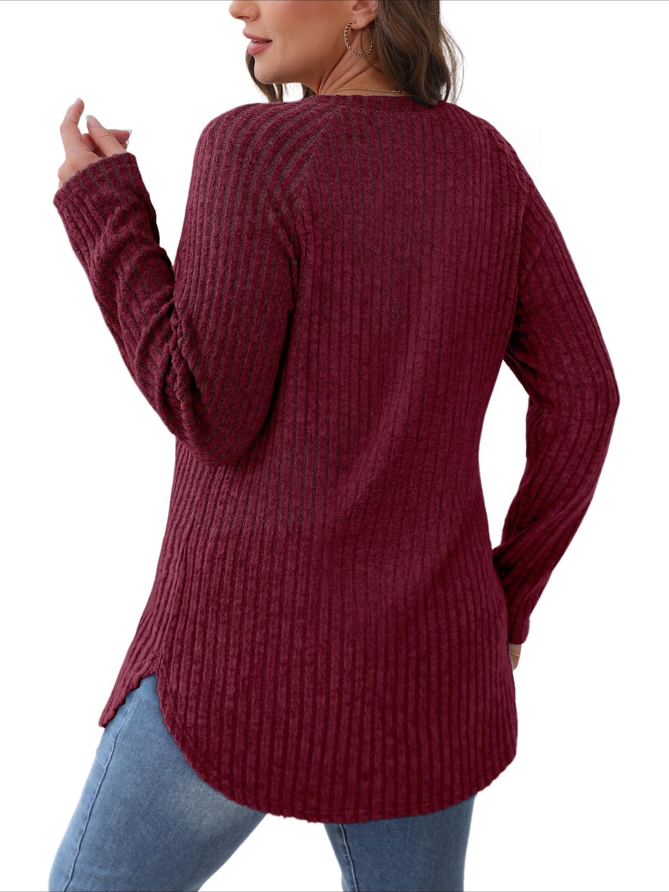 Soft Round Neck Pullover Long Sleeve Sweater
